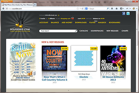 Screenshot of soundike.com home page
